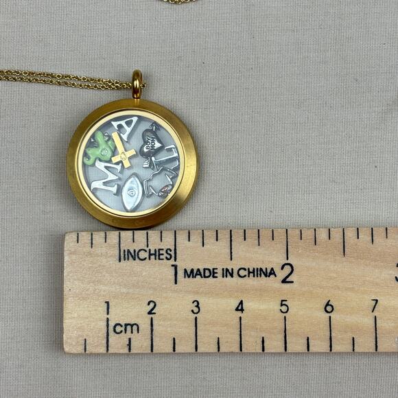 Origami Owl Fish Bowl Charm Locket Necklace Cross Football Dog Bookworm Heart - Picture 9 of 12